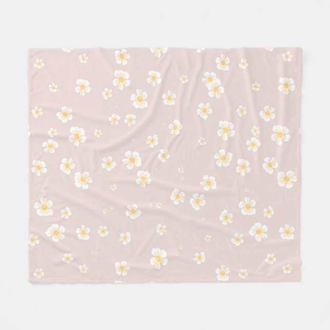 Couverture Polaire Marguerites blanches doux (Devant (Horizontal))