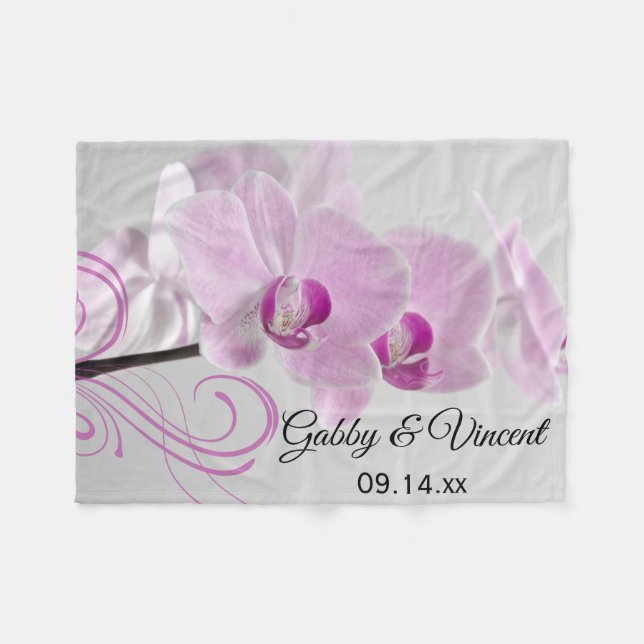 Couverture Polaire Mariage de l'élégance de l'orchidée rose (Devant (Horizontal))
