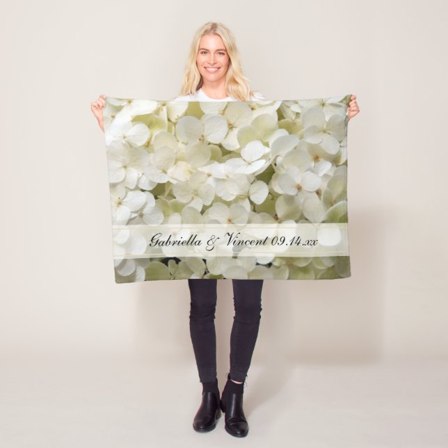 Couverture Polaire Mariage floral blanc Hydrangea (En situation)