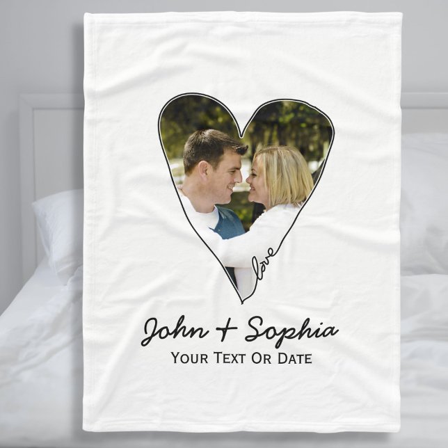 Couverture Polaire Mariage moderne Valentine Love Heart Photo personn (Créateur téléchargé)