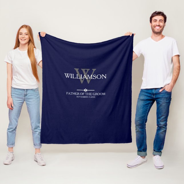Couverture Polaire Mariage Père Du Groom Cadeau Monogramme Élégant (En situation)