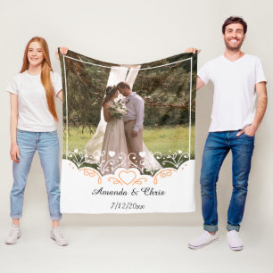Couverture Polaire Mariage personnalisé Photo nom et date de sauvega