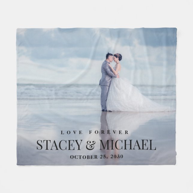 Couverture Polaire Mariage photo personnalisé Love Forever (Devant (Horizontal))