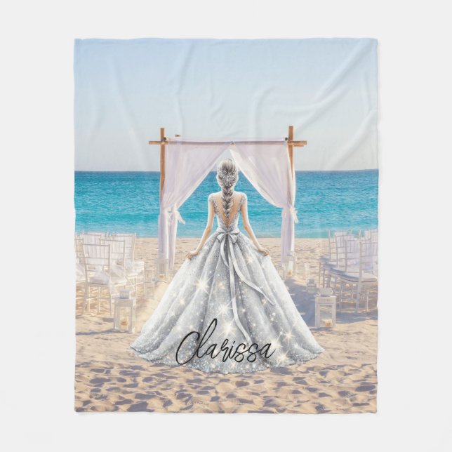 Couverture Polaire Mariée Mariage Jour Plage Mariage Fancy Gown (Devant)