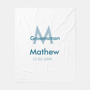 Couverture Polaire Marine bleu groomsman nom lettre date masculin par
