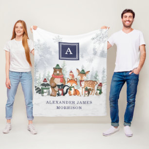 Couverture Polaire Marine Hiver Woodland Animaux Snowy Forest Monogra