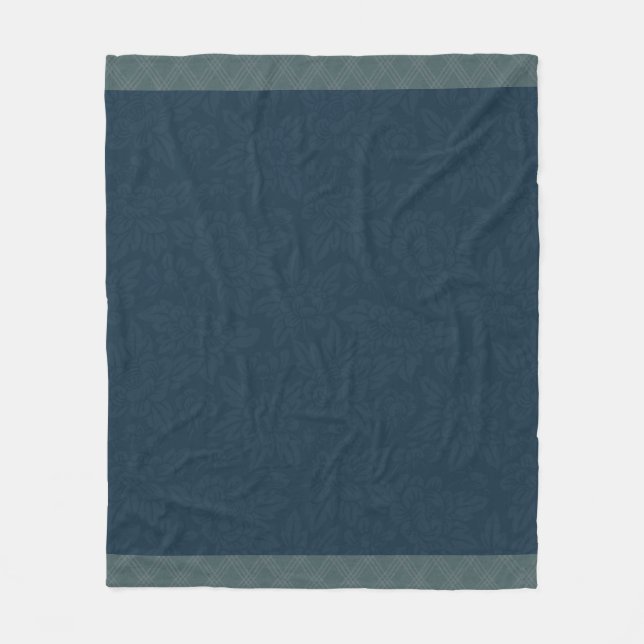 Couverture Polaire Marine Jacquard bleu Floral Turquoise Plaid (Devant)