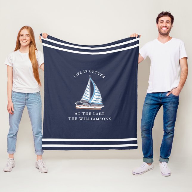 Couverture Polaire Marine nautique La vie bleue est meilleure au lac (En situation)