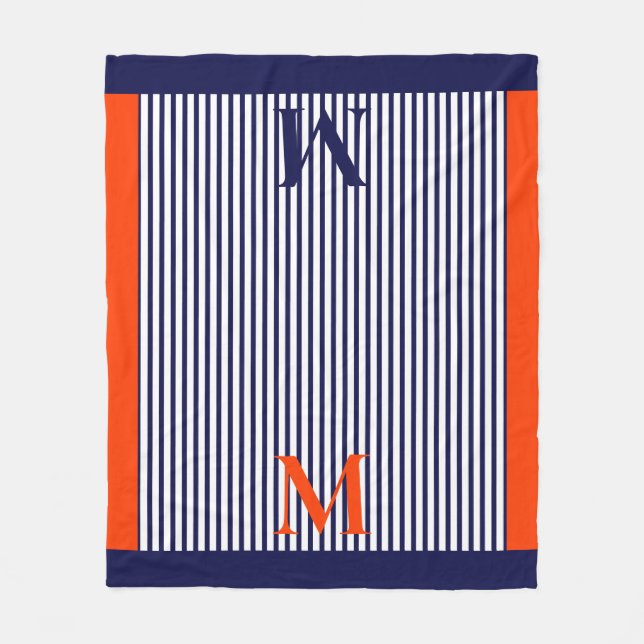 Couverture Polaire Marine Personnalisée Et Esthétique Nautique Orange (Devant)