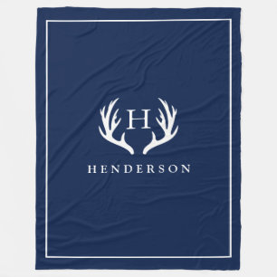 Couverture Polaire Marine rustique de monogramme d'andouillers de