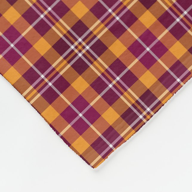 Couverture Polaire Maroon et Orange Sportport Plaid Motif (Coin)