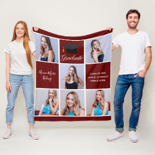 Couverture Polaire Maroon Graduation Senior Portrait Photo Collage