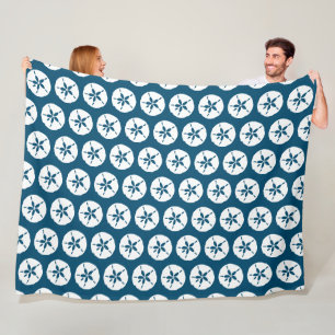 Couverture Polaire Marques Marines Bleu et Blanc Sable Dollar Coquill