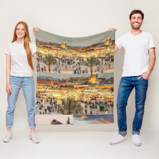Couverture Polaire Marrakech Night Market – Jemaa el-Fnaa Square Moro