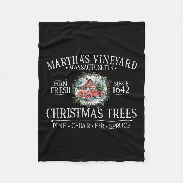 Couverture Polaire Martha's Vineyard Ma Christmas Trees Red Truck Whi (Devant)