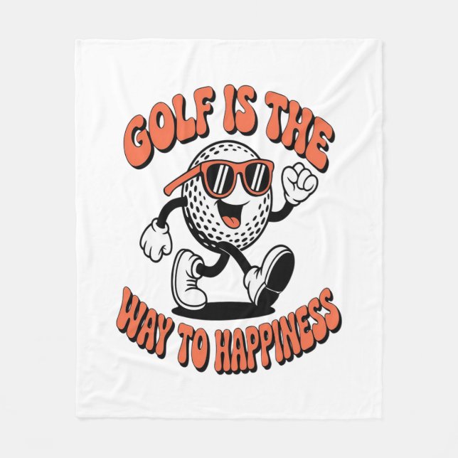 Couverture Polaire Mascotte de balle de golf joyeuse (Devant)
