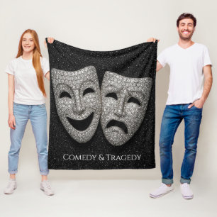 Couverture Polaire Masque de Comédie et Tragédie Drame Pailleté