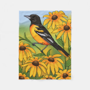Couverture Polaire MD State Bird Oriole & Black eyed Susan Flower