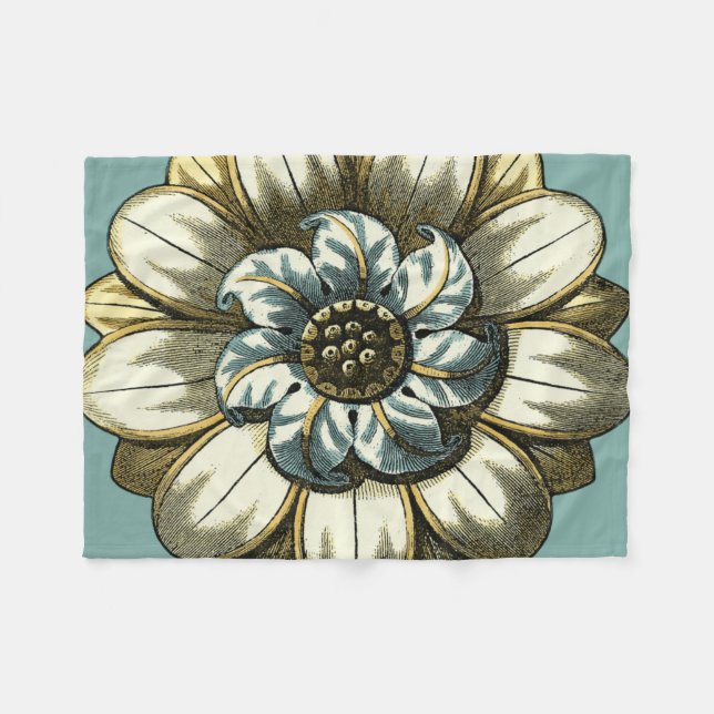 Couverture Polaire Médaillon floral orné sur Arrière - plan bleu clai (Devant (Horizontal))