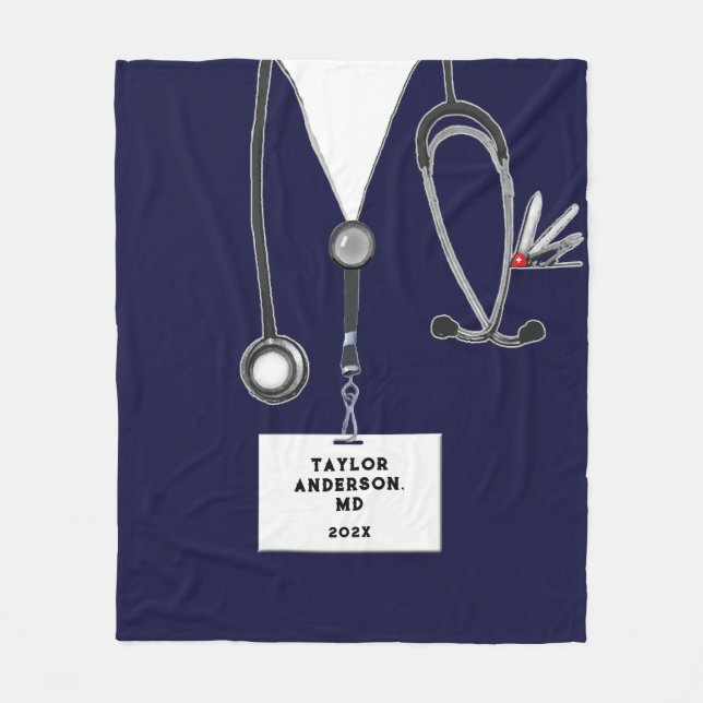 Couverture Polaire Médicale Docteur Fleece Blanche (Devant)