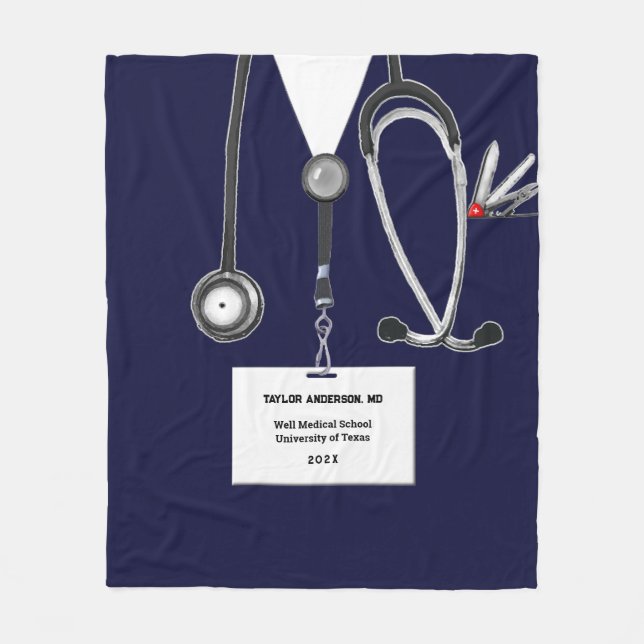 Couverture Polaire Médicale Docteur Fleece Blanche (Devant)