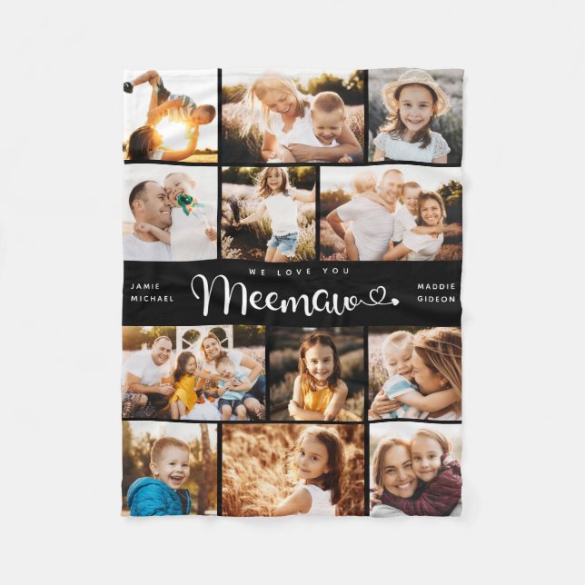 Couverture Polaire Meemaw We love you Hearts Modern Photo Collage (Devant)