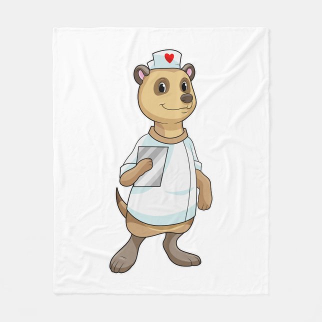 Couverture Polaire Meerkat comme infirmière avec coeur (Devant)