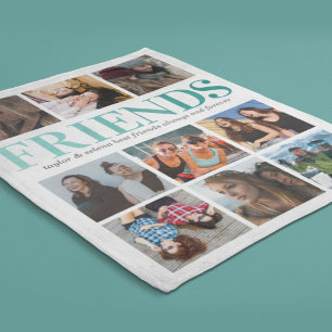 Couverture Polaire Meilleur cadeau d'ami   Collage photo Turquoise