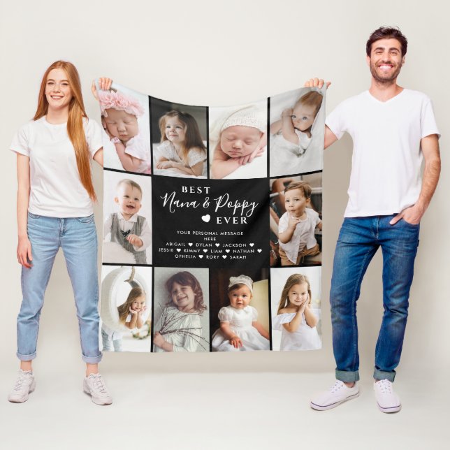 Couverture Polaire Meilleur Collage photo Nana & Poppy Ever 10 (En situation)