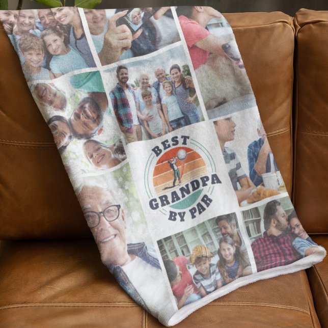 Couverture Polaire Meilleur Grand-Père Par Par Famille Photo Collage  (Best Grandpa by Par Photo Collage Fleece Blanket)