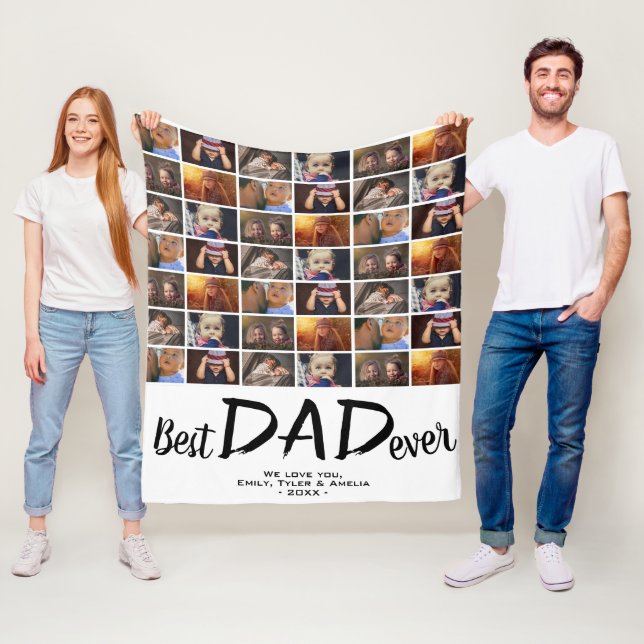 Couverture Polaire Meilleur papa 6 Photo Collage Famille Photo Motif (En situation)