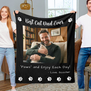 Couverture Polaire Meilleur Papa Chat Pattes Animal Noir Photo