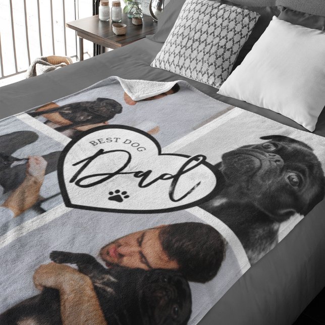 Couverture Polaire Meilleur Papa Chien | Collage Photo (Créateur téléchargé)