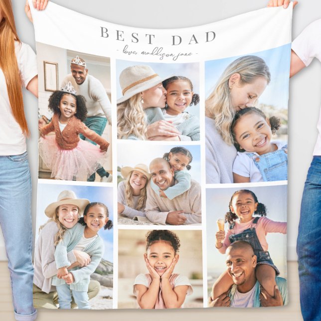 Couverture Polaire Meilleur Papa Collage de Photos (Best Dad Photo Collage Fleece Blanket )