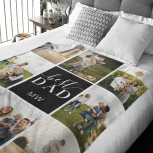 Couverture Polaire Meilleur papa photo Collage Monogramme Père