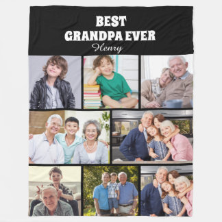 Couverture Polaire Meilleur papy Ever 8Photos Collage Chic Noir