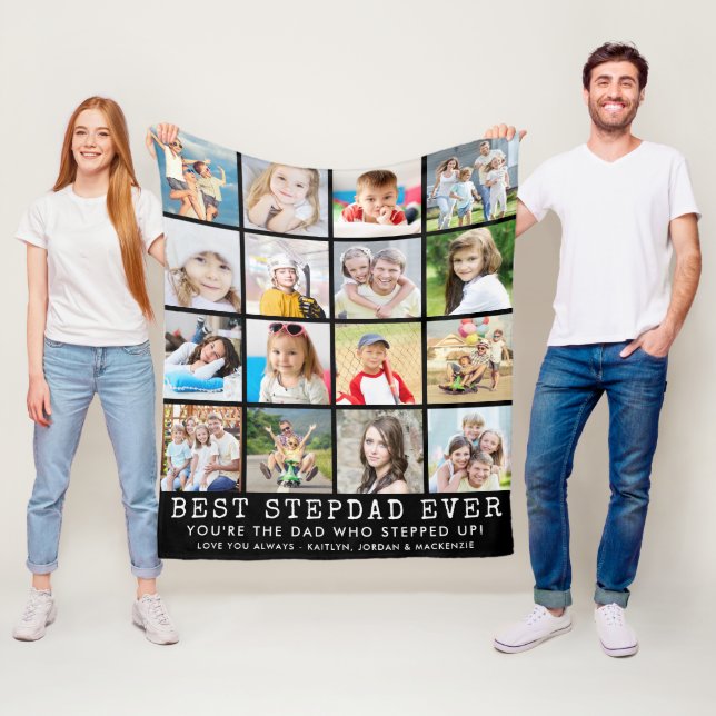 Couverture Polaire MEILLEUR STEPDAD JAMAIS 16 Photo Collage Votre cou (En situation)