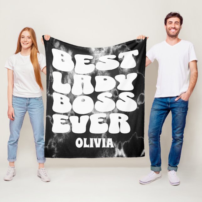 Couverture Polaire Meilleure dame Boss jamais rétro Black Tie Dye Per (En situation)