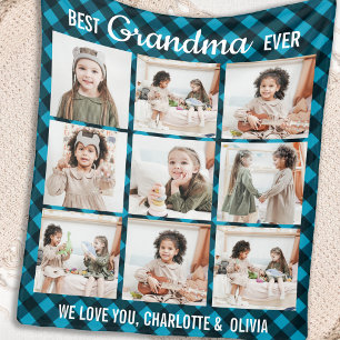 Couverture Polaire Meilleure Grand-Mère Jamais 9 Photo Collage Plaid