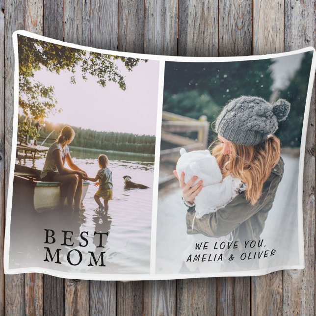 Couverture Polaire Meilleure maman 2 Photo personnalisée Collage mère (Créateur téléchargé)