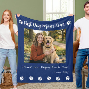 Couverture Polaire Meilleure Maman de Chien Pattes Bleu Photo de Anim