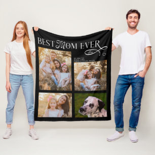 Couverture Polaire Meilleure Maman Ever 4 Photos Cœur Cadeaux de Fête