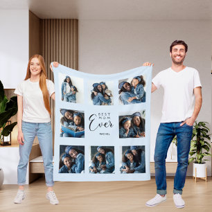 Couverture Polaire Meilleure maman jamais photo collage bleu clair mè