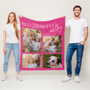 Couverture Polaire Meilleure Maman Pour Toujours 4 Photos Cœur Cadeau