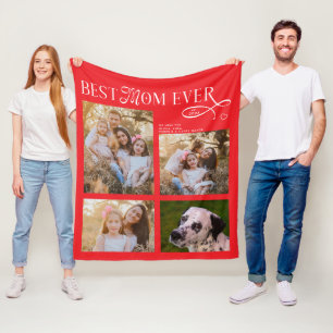 Couverture Polaire Meilleure Maman Pour Toujours 4 Photos Cœur Cadeau