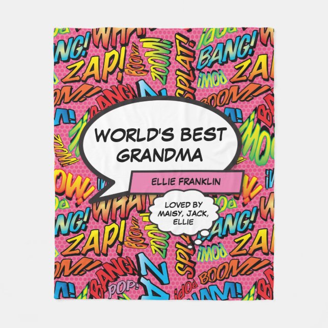 Couverture Polaire Meilleure Mamie Fun Rose du Monde (Devant)