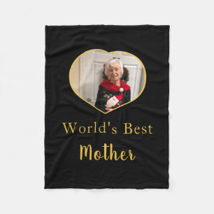 Couverture Polaire Meilleure Mère du monde coeur photo personnalisé