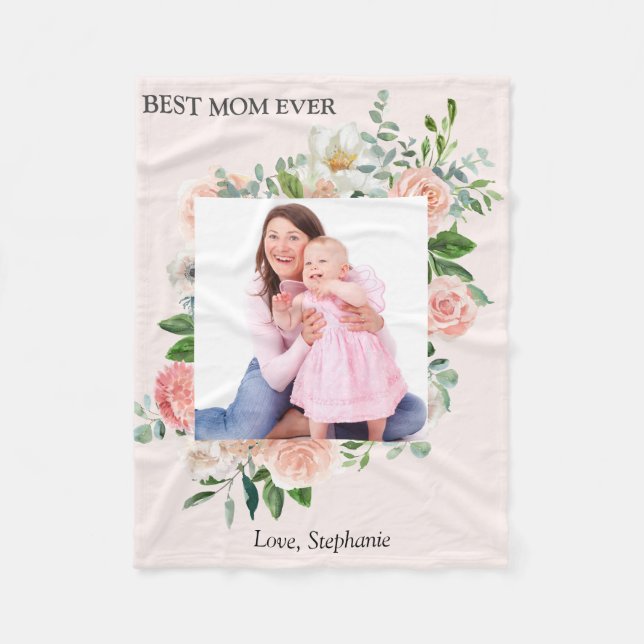 Couverture Polaire Meilleure photo personnalisée jamais vue par maman (Devant)