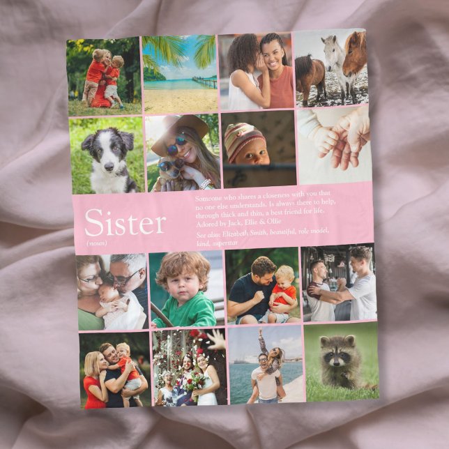 Couverture Polaire Meilleure Soeur Définition 16 Photo Girly Rose (Best Ever Sister Definition 16 Photo Girly Pink Fleece Blanket)