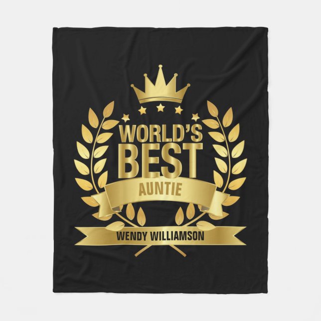 Couverture Polaire Meilleure tante du monde, Tante Gold Black (Devant)